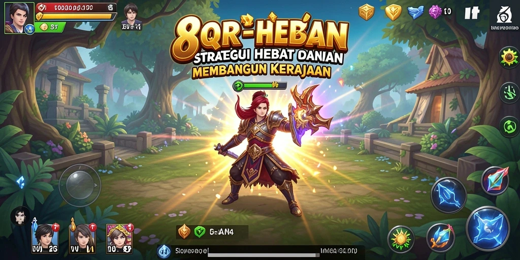 Screenshot gameplay 8QR menampilkan strategi membangun kerajaan.