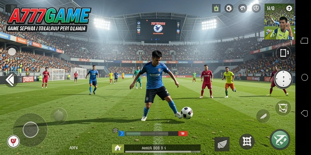 Gameplay intens A777GAME yang menampilkan aksi sepak bola nyata.