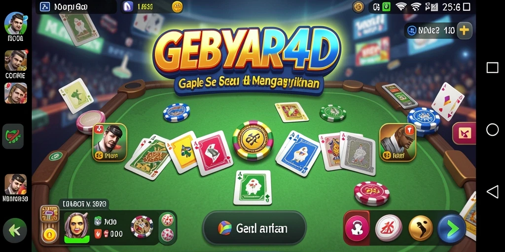 Tampilan gameplay GEBYAR4D yang menarik dan penuh aksi Gaple.