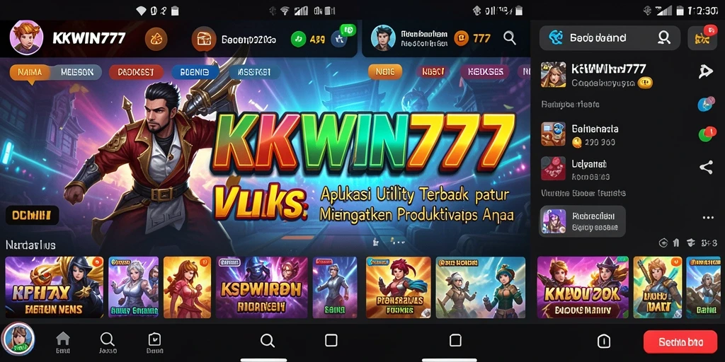 Tampilan antarmuka pengguna aplikasi KKWIN777 yang sederhana dan efektif.