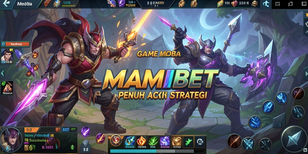 Tampilan aksi seru dalam gameplay MOBA MAMIBET.