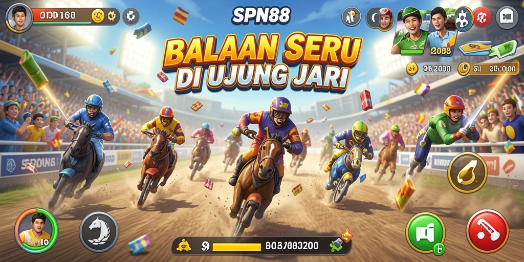 Tampilan gameplay SPN88 dengan mobil tercepat di trek balapan.